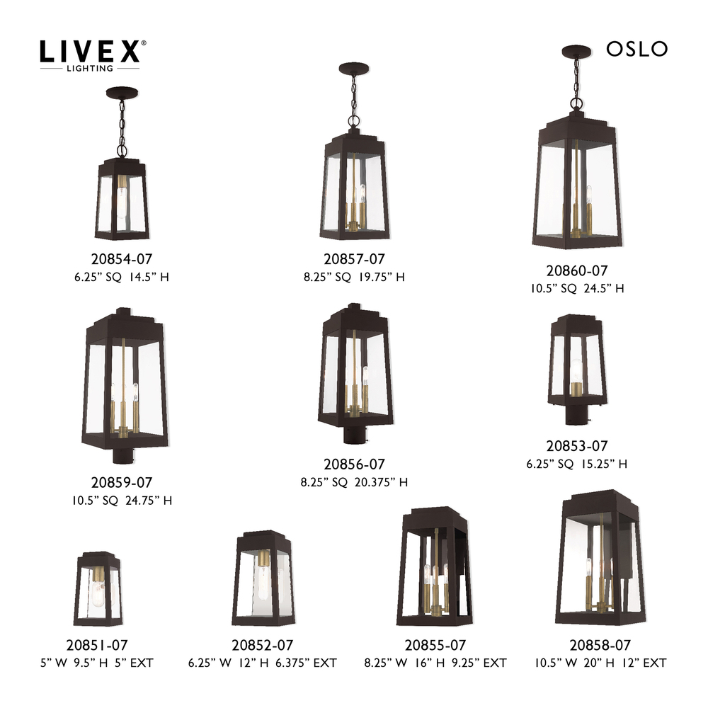 3 Lt Bronze Outdoor Pendant Lantern