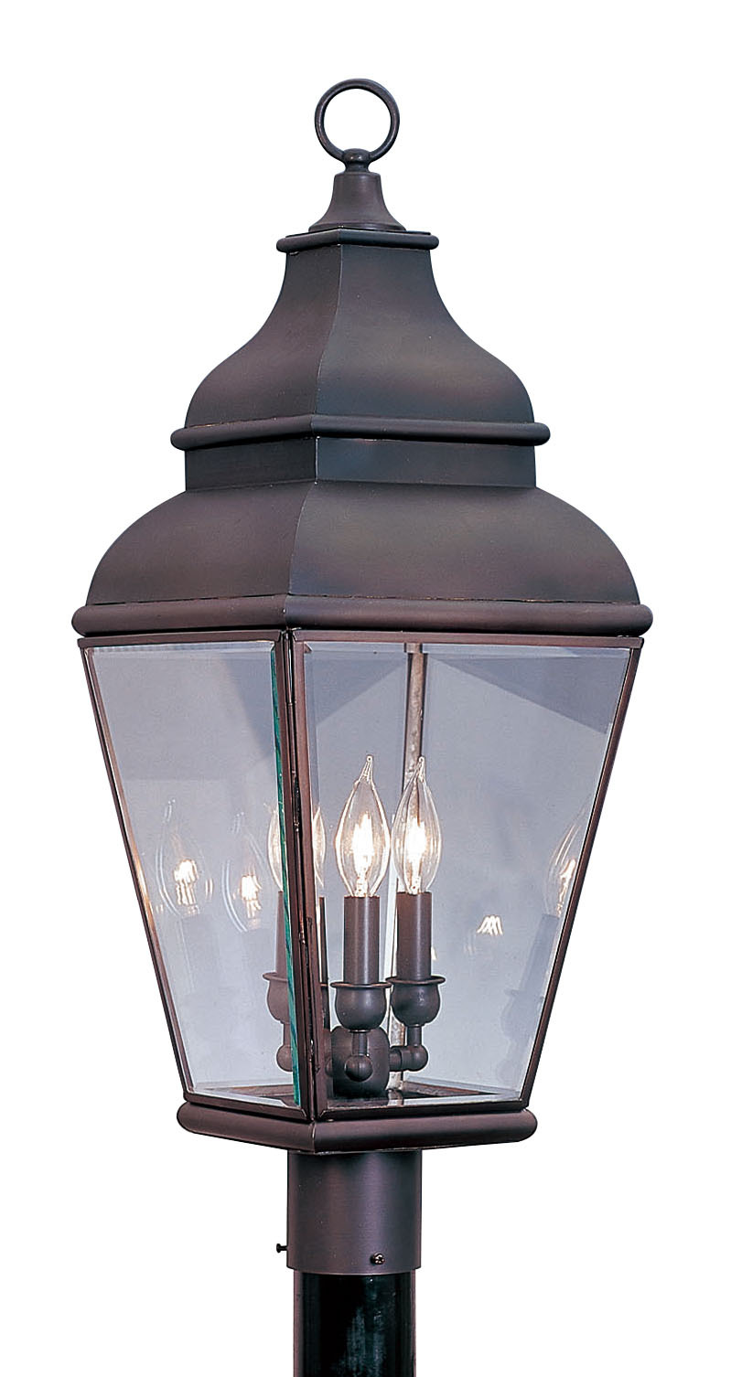 3 Light Bronze Outdoor Post Lantern