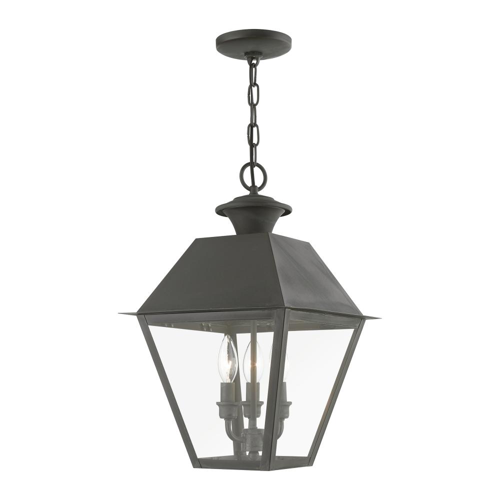 3 Light Charcoal Outdoor Large Pendant Lantern