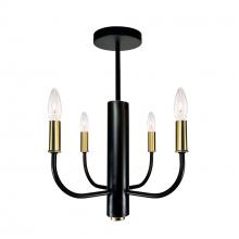 Artcraft AC10624VB - Verona 4 Light Semi Flushmount Vintage Brass & Black