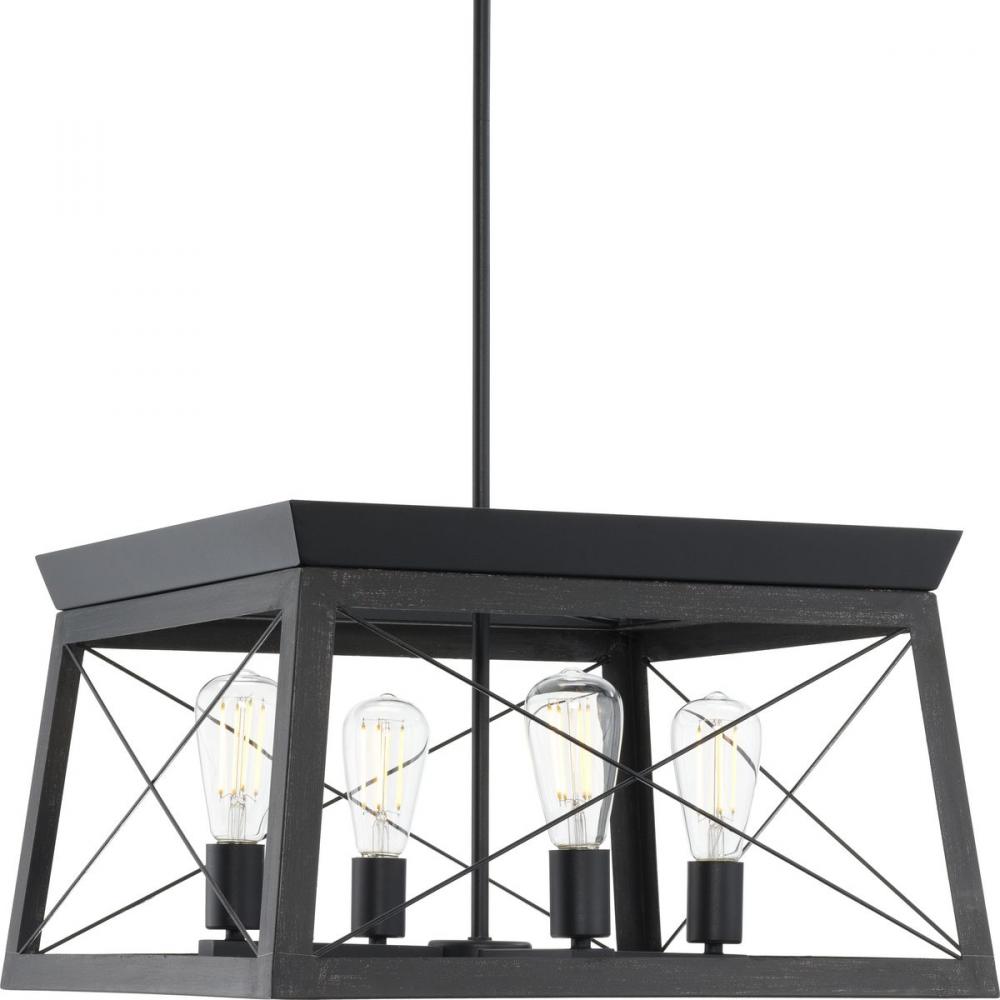 Briarwood Collection Four-Light Cerused Black Oak/Black Farmhouse Chandelier Light