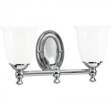 Progress P3028-15 - Victorian Collection Two-Light Polished Chrome White Opal Glass Farmhouse Bath Vanity Light