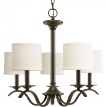 Progress P4635-20 - Inspire Collection Five-Light Antique Bronze Off-White Linen Shade Traditional Chandelier Light