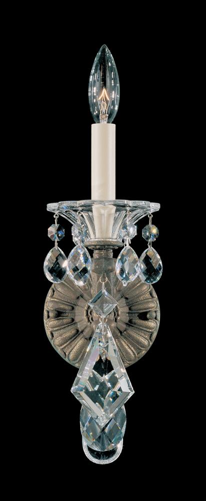 La Scala 1 Light 120V Wall Sconce in Antique Silver with Heritage Handcut Crystal