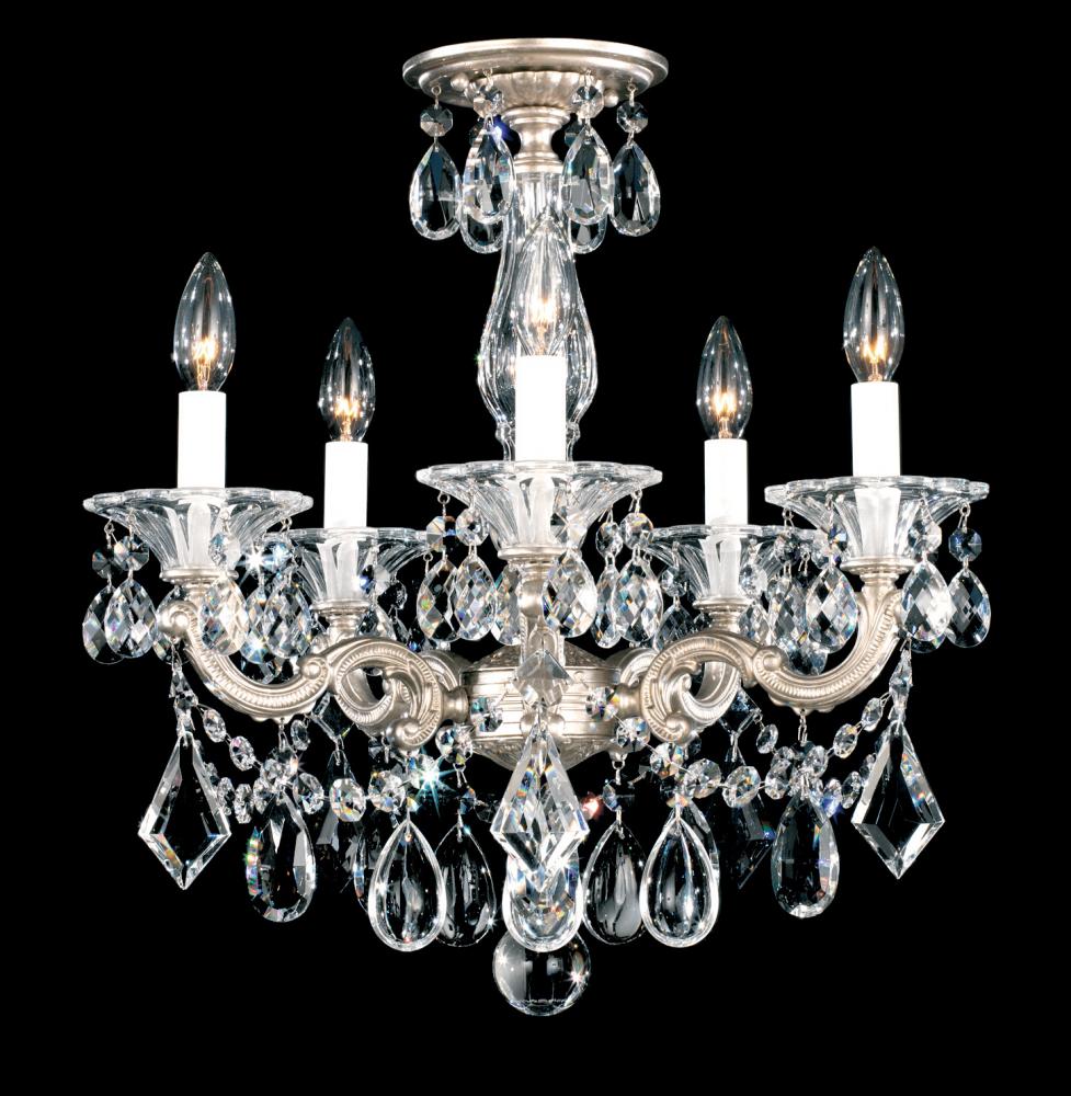 La Scala 5 Light 120V Semi-Flush Mount or Chandelier in French Gold with Clear Heritage Handcut Cr