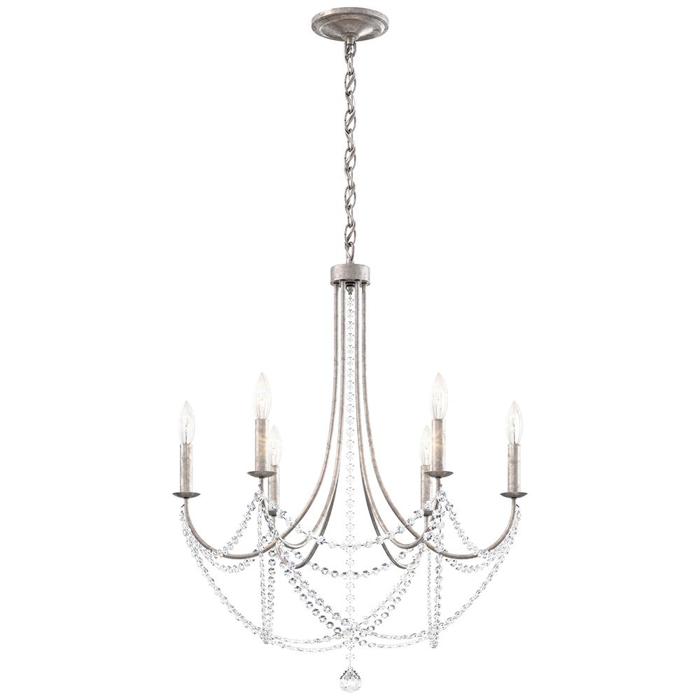 Verdana 6 Light 120V Chandelier in Antique Silver with Optic Crystal