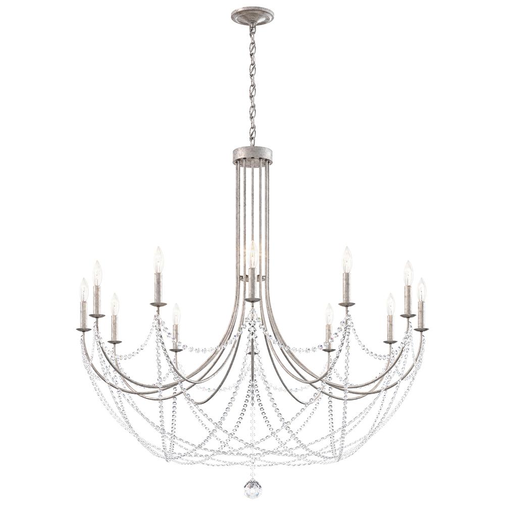 Verdana 12 Light 120V Chandelier in Antique Silver with Optic Crystal