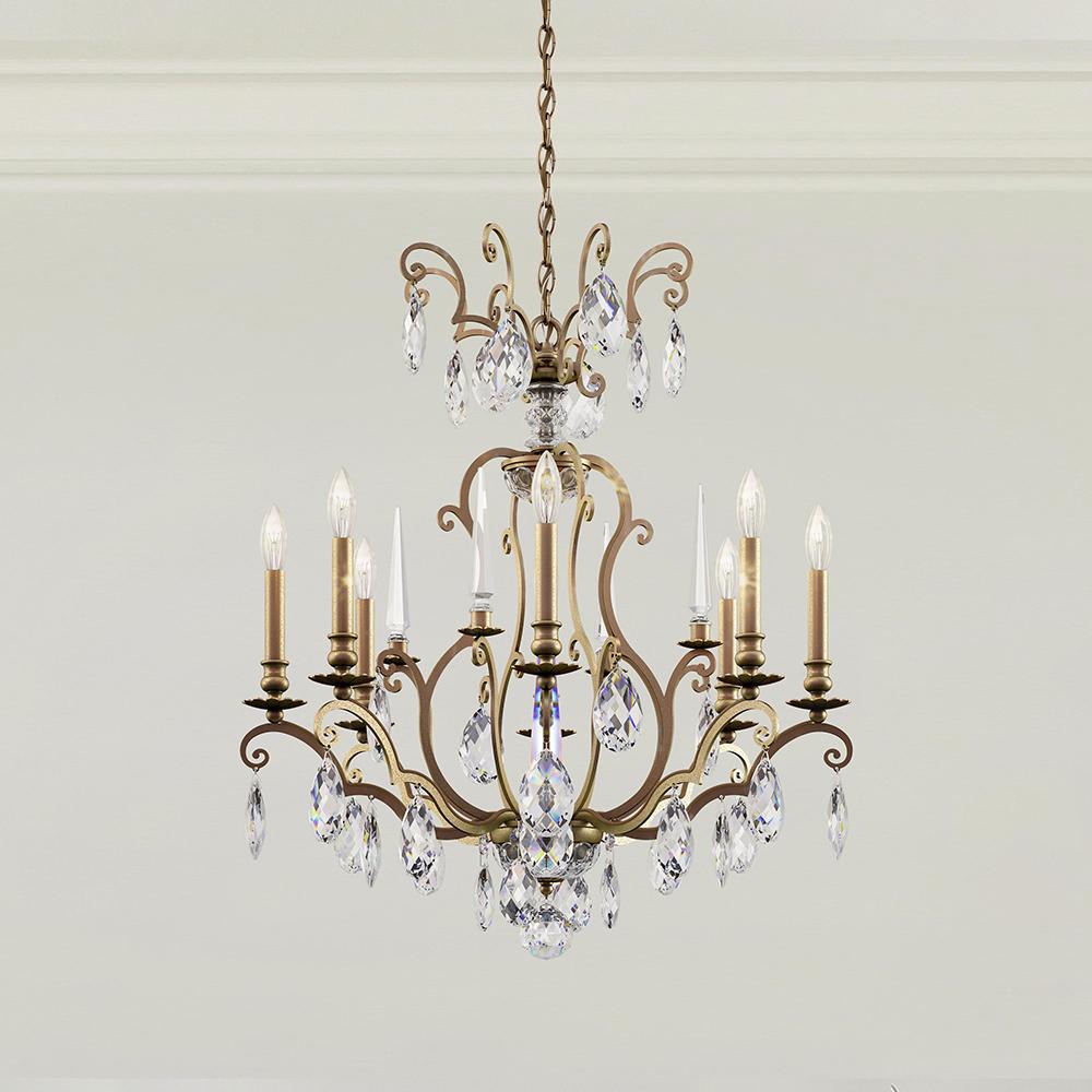 Renaissance Nouveau 8 Light 120V Chandelier in Black with Heritage Handcut Crystal