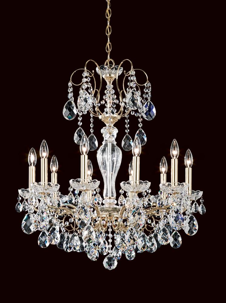 Sonatina 10 Light 120V Chandelier in Antique Silver with Heritage Handcut Crystal