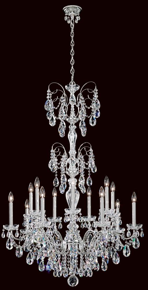 Sonatina 14 Light 120V Chandelier in Polished Silver with Heritage Handcut Crystal