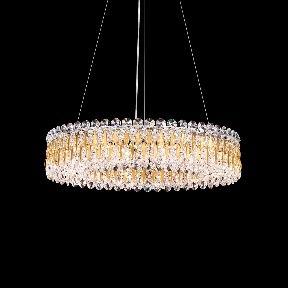 Sarella 12 Light 120V Pendant in Heirloom Gold with Clear Crystals from Swarovski