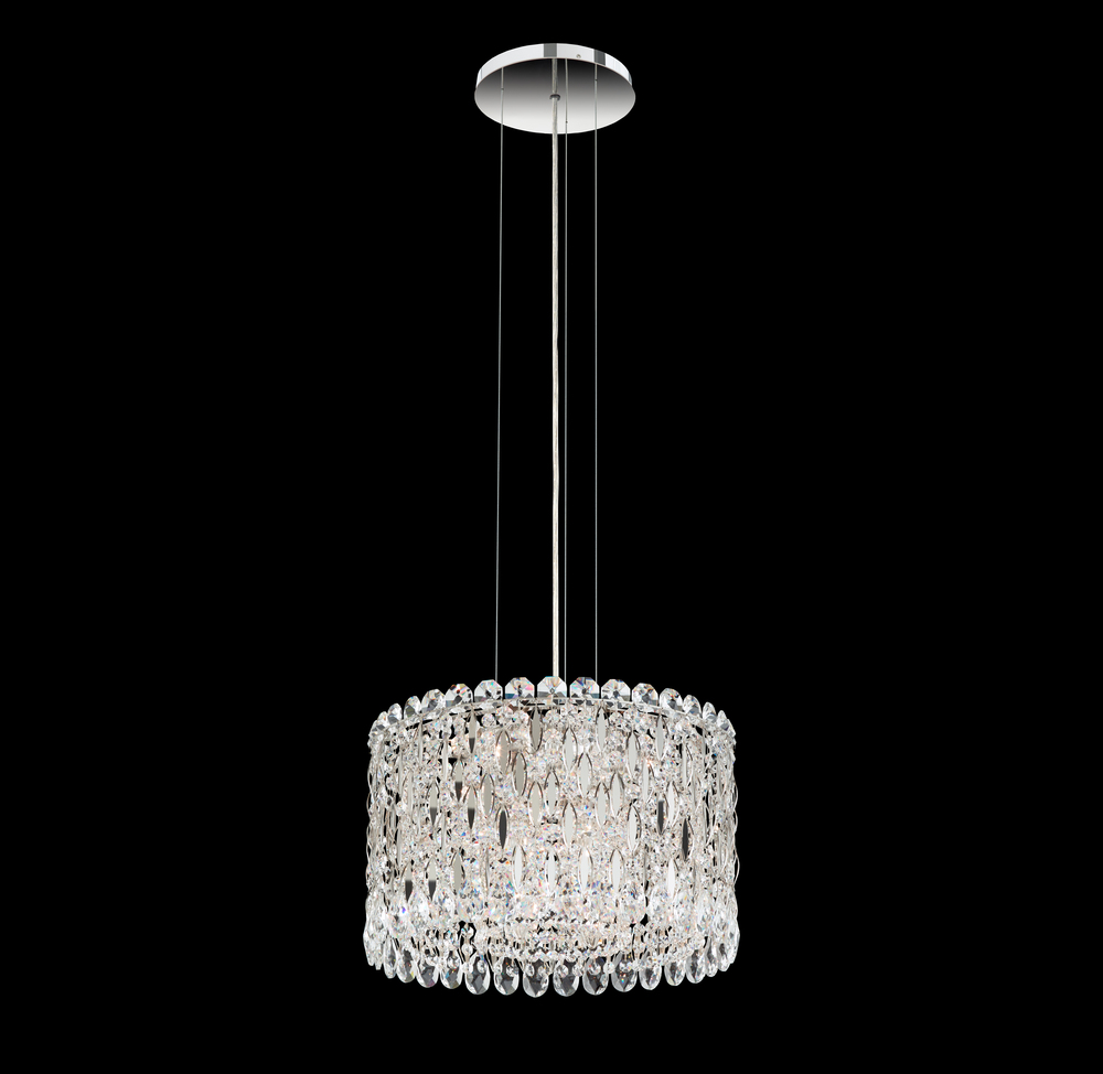 Sarella 8 Light 120V Mini Pendant in Antique Silver with Clear Crystals from Swarovski