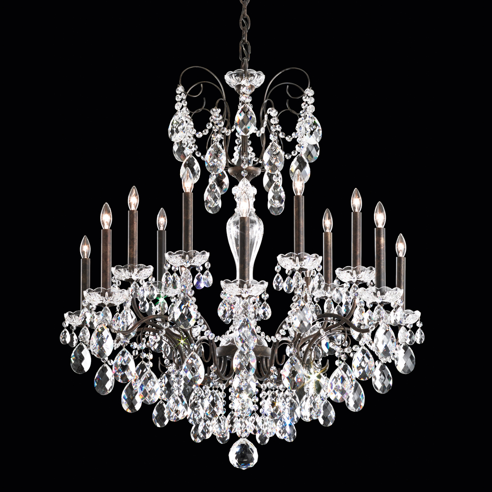 Sonatina 14 Light 120V Chandelier in Etruscan Gold with Heritage Handcut Crystal