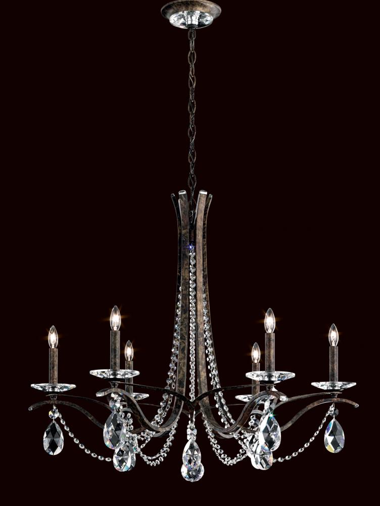 Vesca 6 Light 120V Chandelier in Antique Silver with Clear Heritage Handcut Crystal