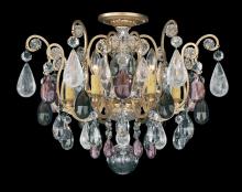 Schonbek 1870 3584-48AD - Renaissance Rock Crystal 6 Light 120V Semi-Flush Mount in Antique Silver with Amethyst & Black Dia