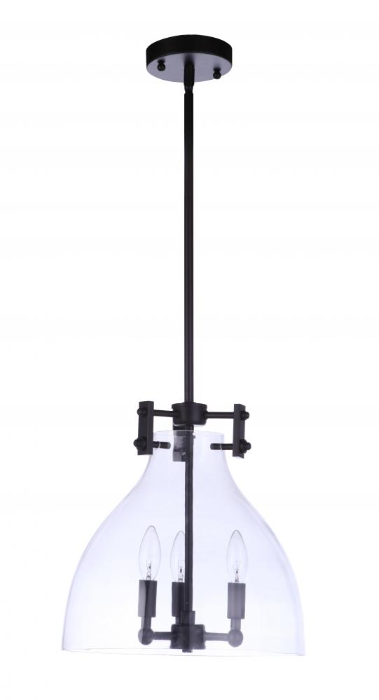 Chardonnay 3 Light Pendant in Flat Black