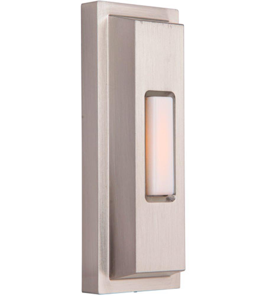 Surface Mount LED Lighted Push Button, Beveled Rectangle in Brushed Polished Nickel