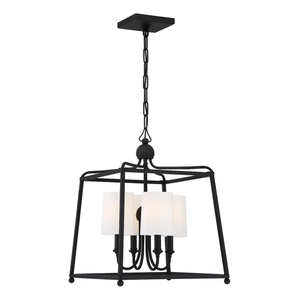 Libby Langdon Sylvan 4 Light Black Forged Lantern Chandelier