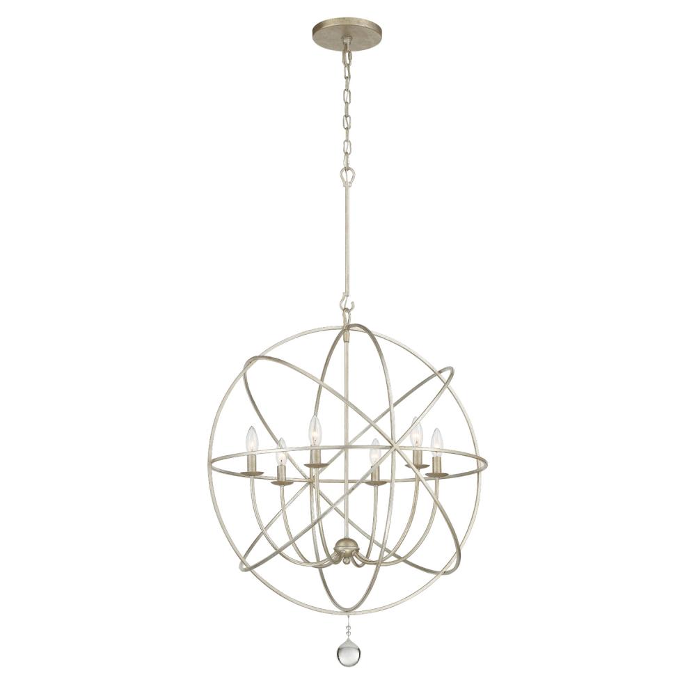 Solaris 6 Light Olde Silver Sphere Chandelier