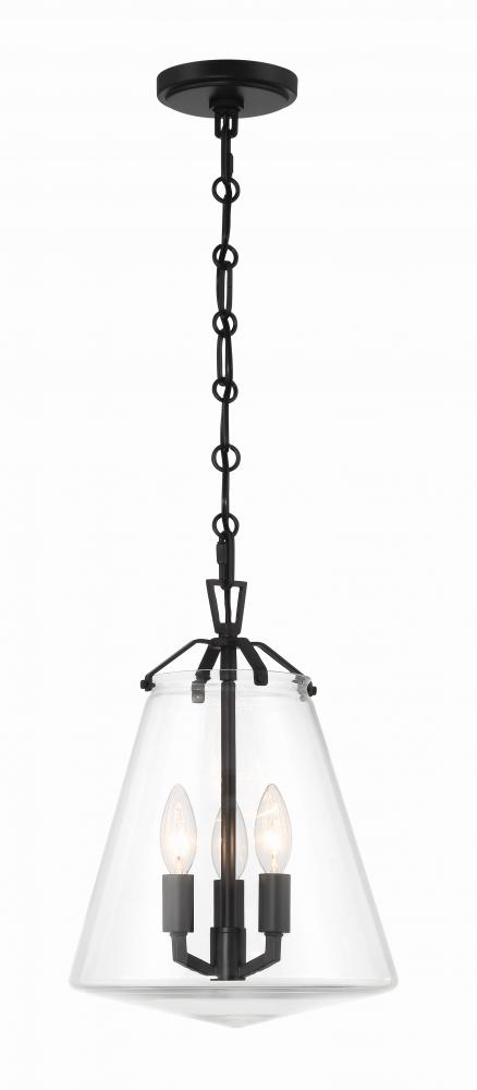 Voss 3 Light Matte Black Pendant