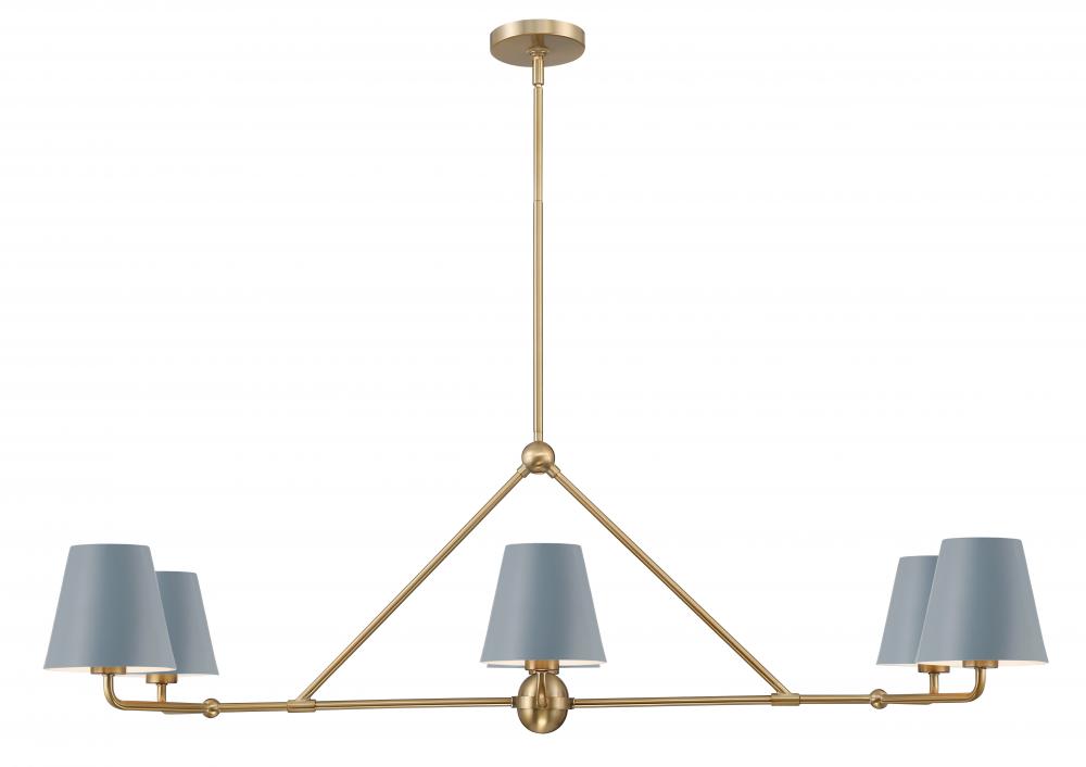 Xavier 6 Light Vibrant Gold + Blue Chandelier