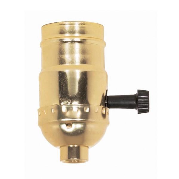 3-Way Turn Knob Socket With Removable Knob; 1/8 IPS; Aluminum; Brite Gilt Finish; 250W; 250V; With