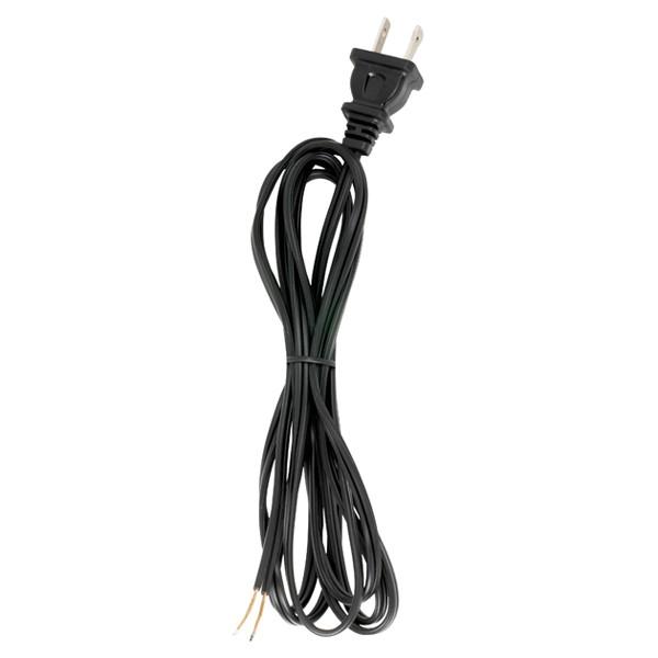 8 Foot 18/2 SPT-1 105C Cord Set; Black Finish; 36" Hank; 200 Carton; Molded Polarized Plug;