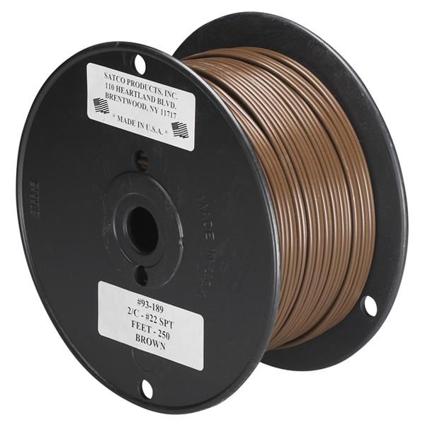 Lamp And Lighting Bulk Wire; 22/2 SPT-1 105C; 250 Foot/Spool; Brown