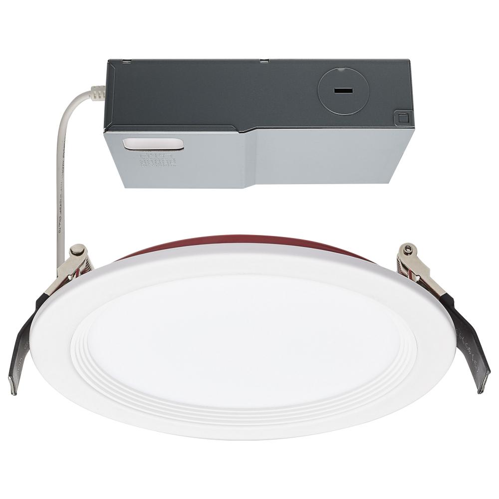 13 Watt LED; Fire Rated 6 Inch Direct Wire Downlight; Round Shape; White Finish; CCT Selectable; 120