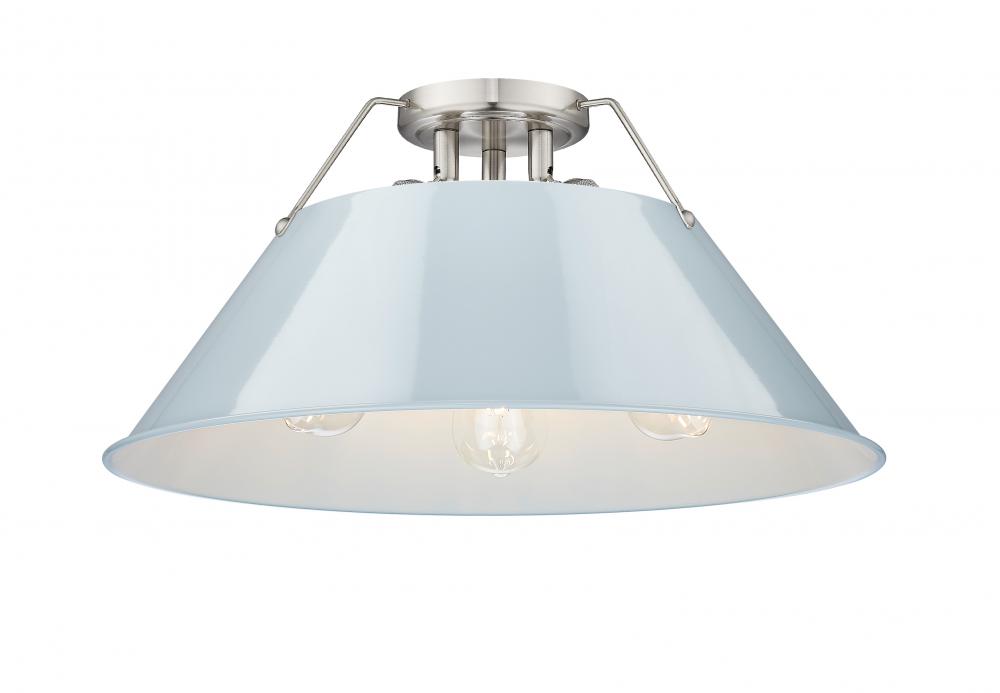 Orwell 3-Light Flush Mount in Pewter with Dusky Blue