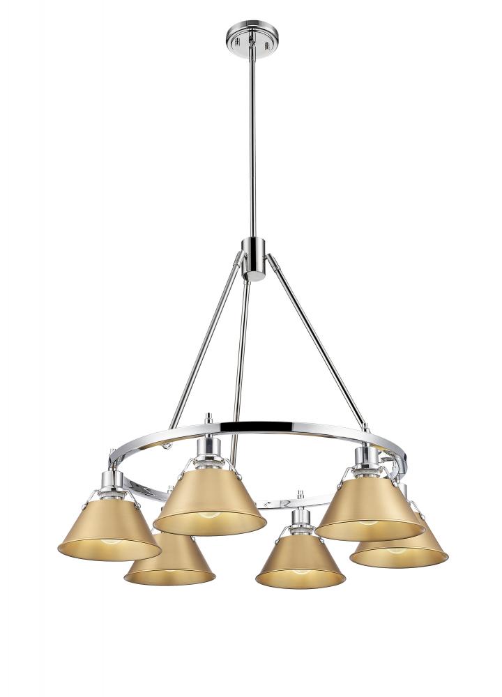 Orwell 6-Light Chandelier in Chrome with Brushed Champagne Bronze