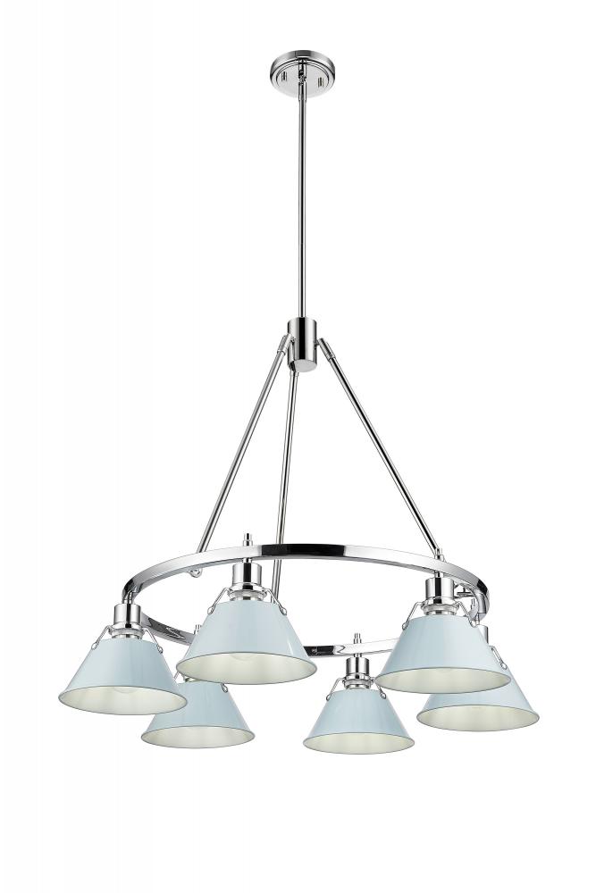 Orwell 6-Light Chandelier in Chrome with Dusky Blue