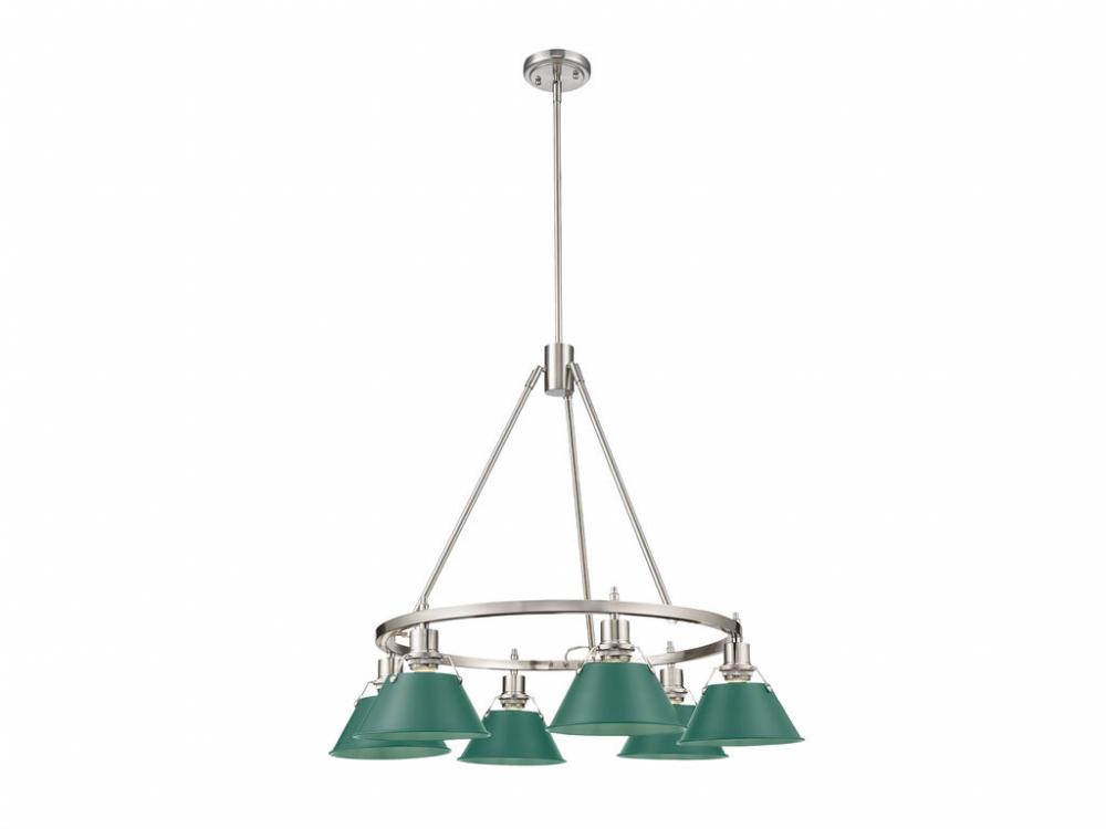 Orwell 6-Light Chandelier in Pewter with Pine Green