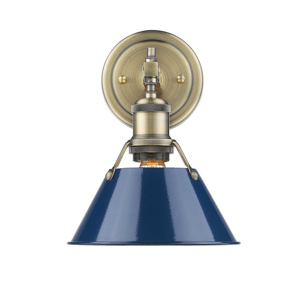 Orwell 1-Light Bath Vanity in Aged Brass with Matte Navy