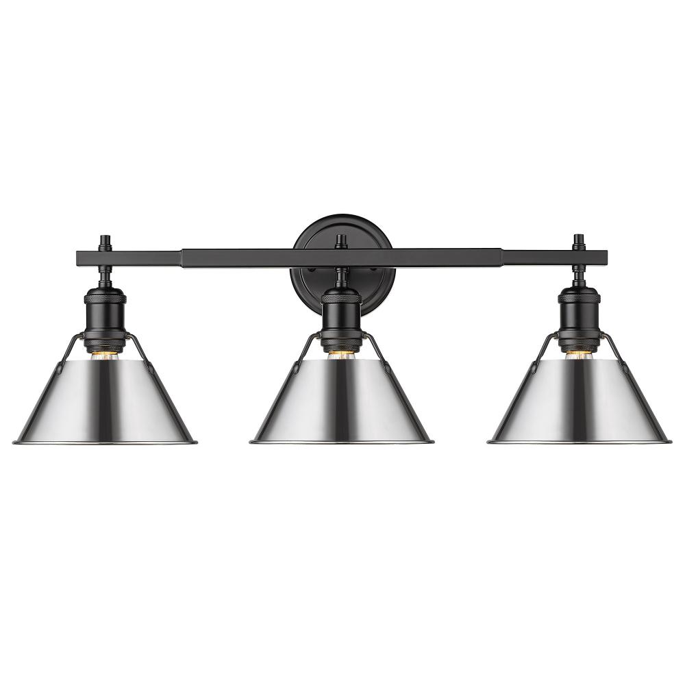 Orwell 3-Light Vanity Light in Matte Black with Chrome