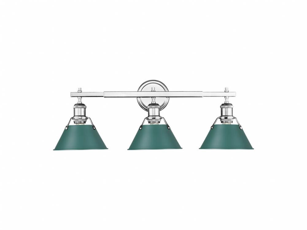 Orwell 3-Light Vanity Light in Chrome with Pine Green