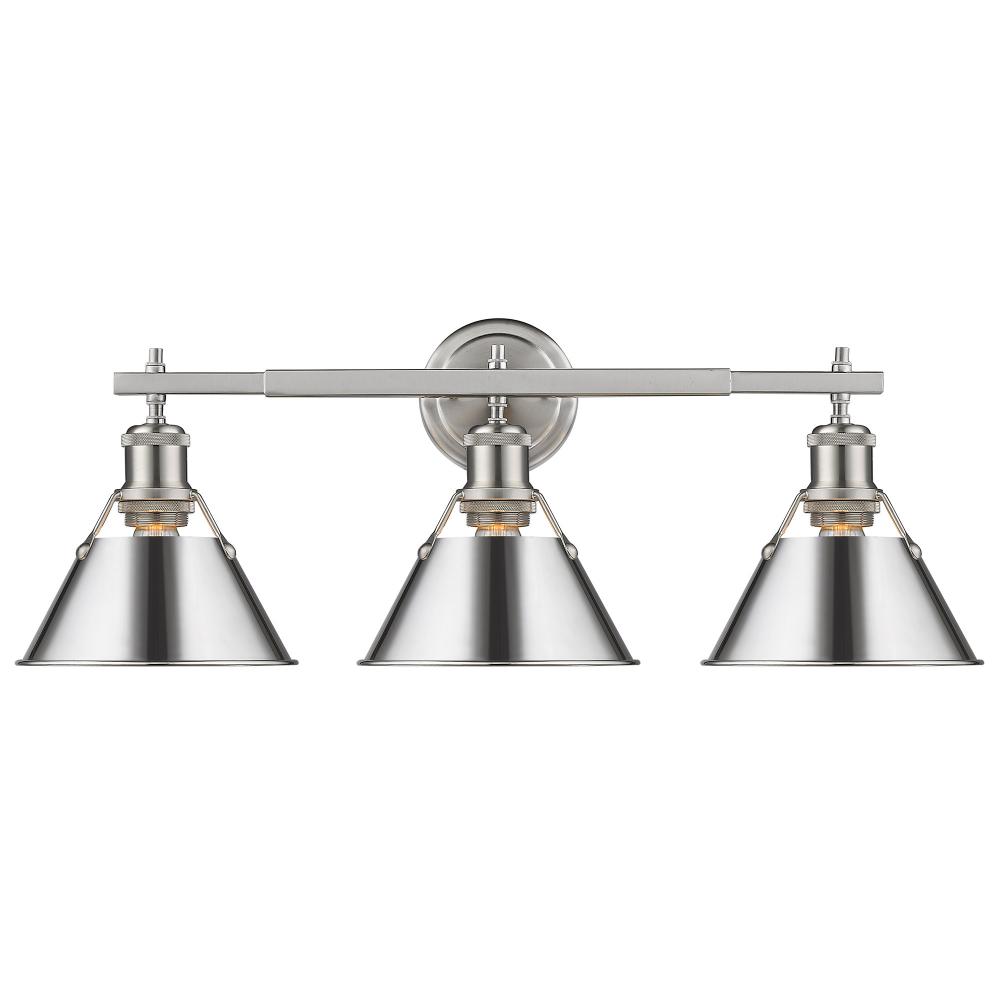 Orwell 3-Light Vanity Light in Pewter with Chrome