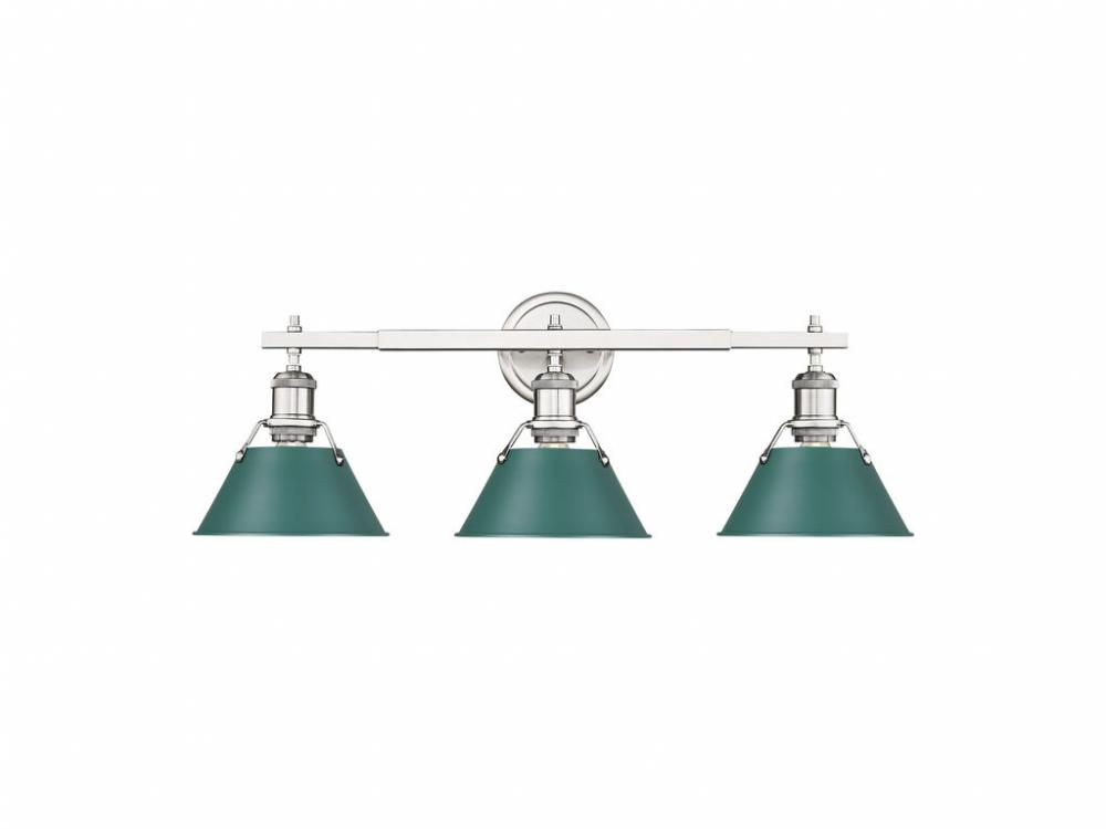 Orwell 3-Light Vanity Light in Pewter with Pine Green