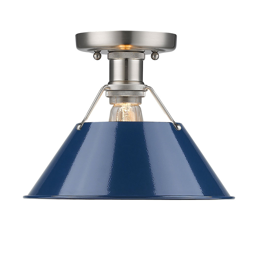 Orwell 1-Light Flush Mount in Pewter with Matte Navy