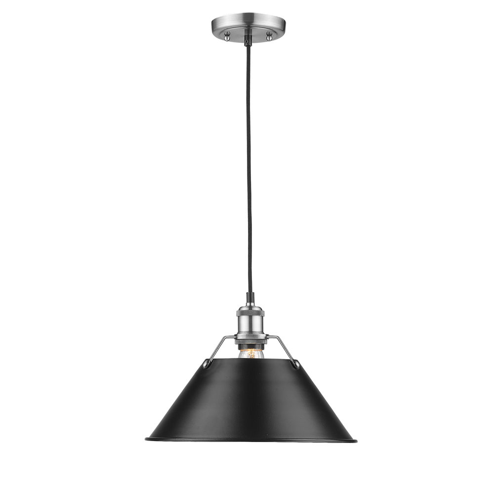 Orwell 14" Wide Large Pendant in Pewter with Matte Black