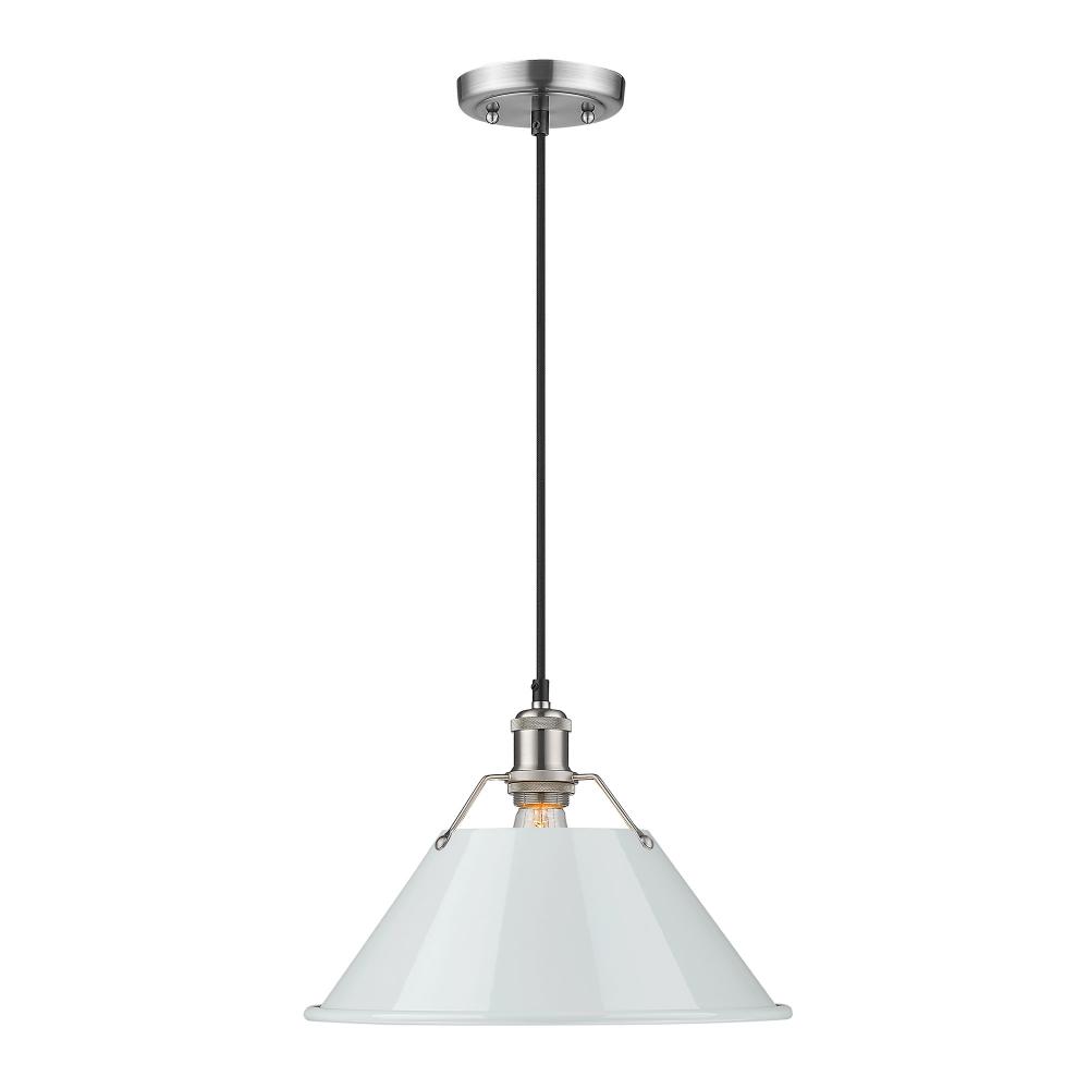 Orwell 14" Wide Large Pendant in Pewter with Dusky Blue