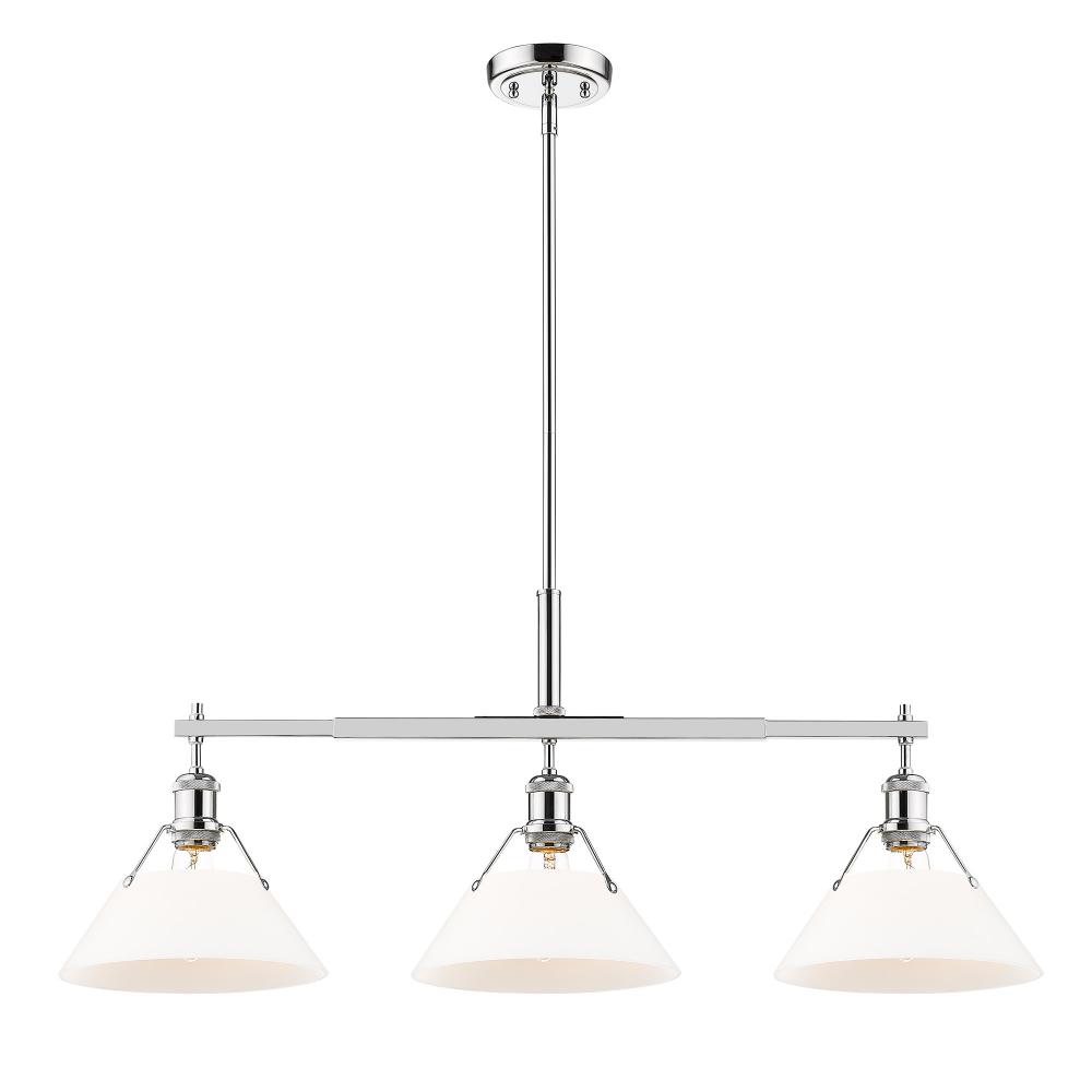 Orwell 3-Light Linear Pendant in Chrome with Opal Glass