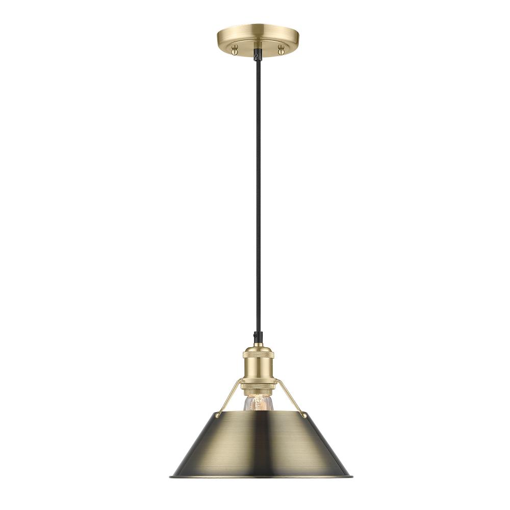 Orwell 10" Wide Medium Pendant in Brushed Champagne Bronze with Aged Brass