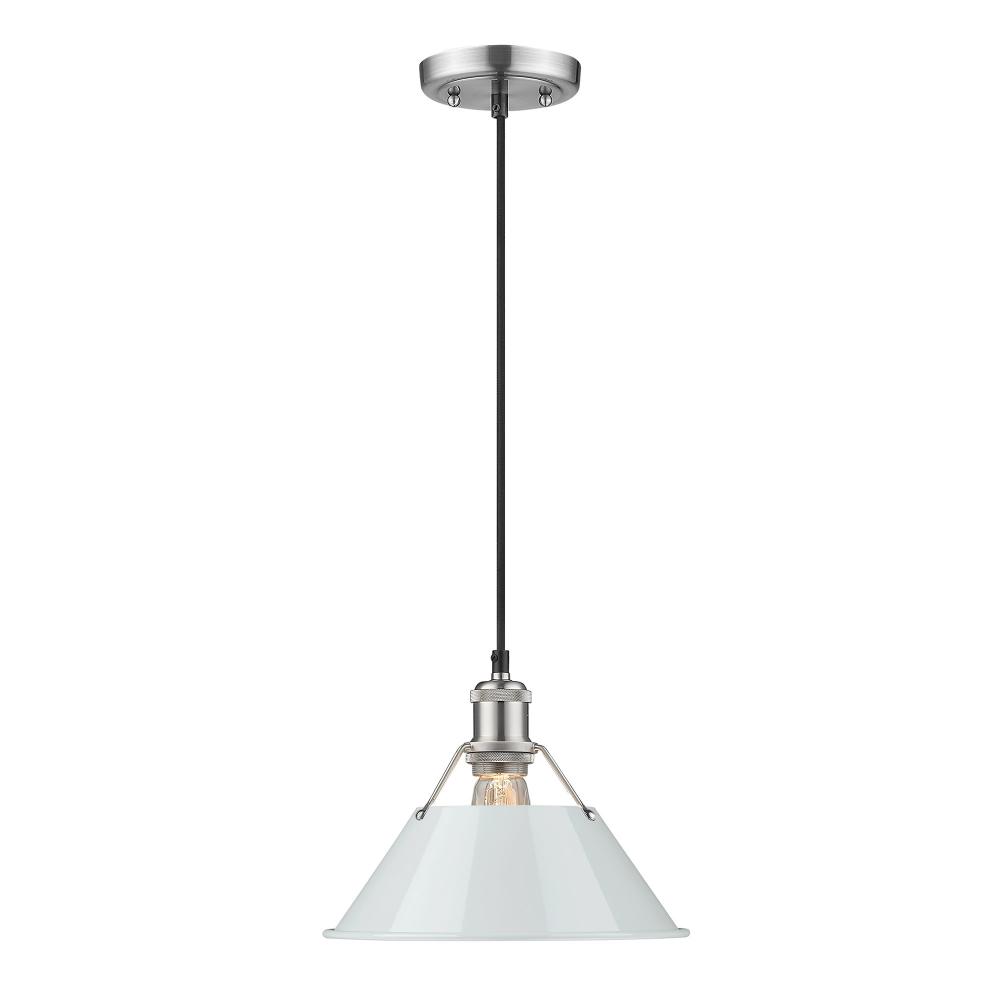 Orwell 10" Wide Medium Pendant in Pewter with Dusky Blue