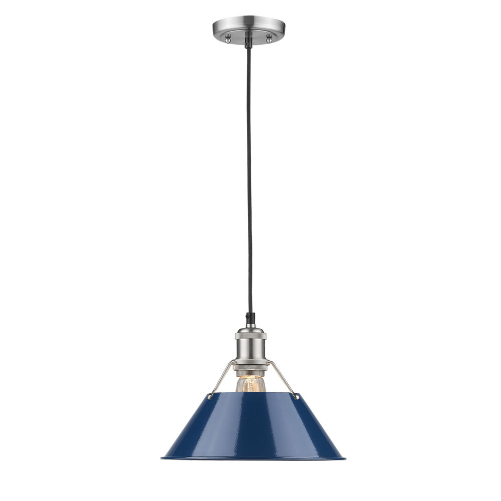 Orwell 10" Wide Medium Pendant in Pewter with Matte Navy