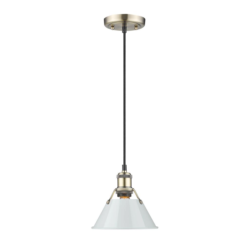 Orwell 7.5" Wide Small Pendant in Aged Brass with Dusky Blue