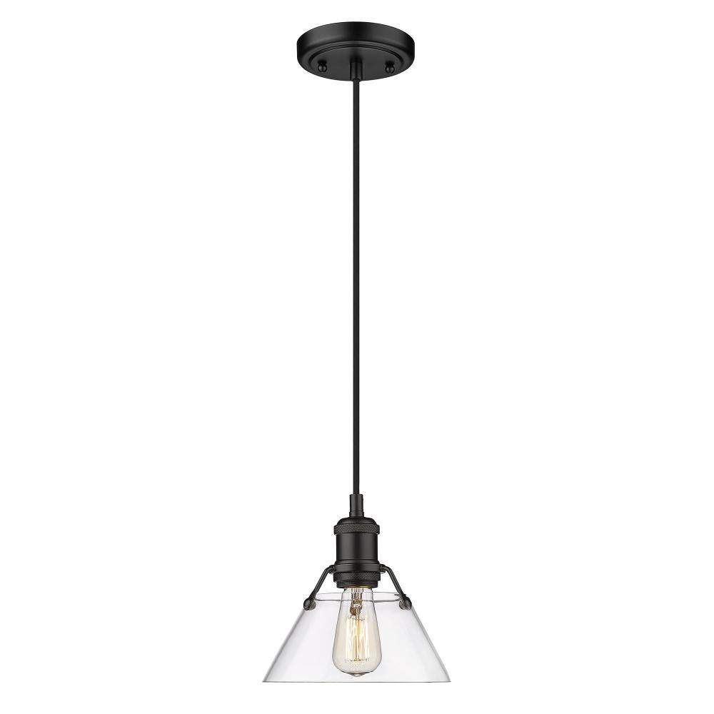 Orwell 7.5" Wide Small Pendant in Matte Black with Clear Glass