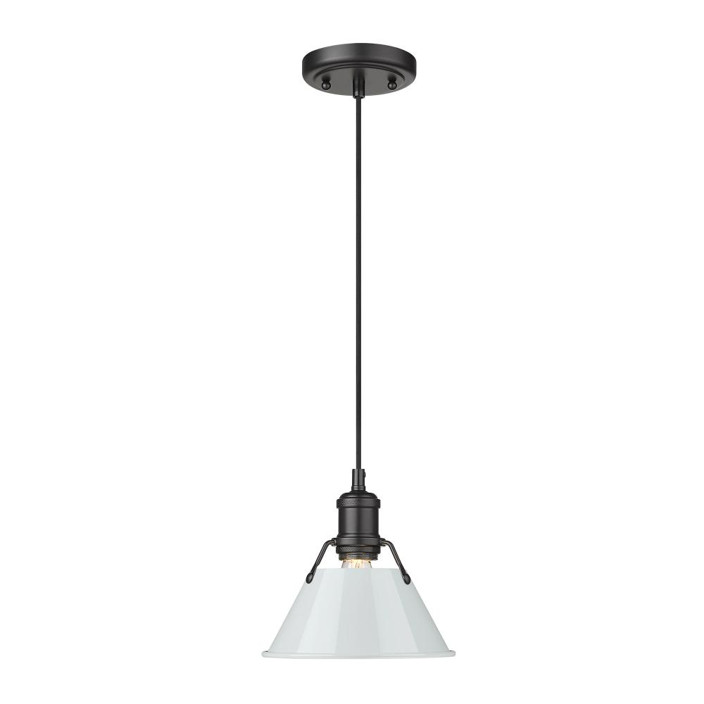 Orwell 7.5" Wide Small Pendant in Matte Black with Dusky Blue