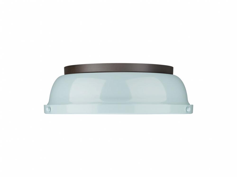 Duncan 14" Flush Mount in Rubbed Bronze with Seafoam