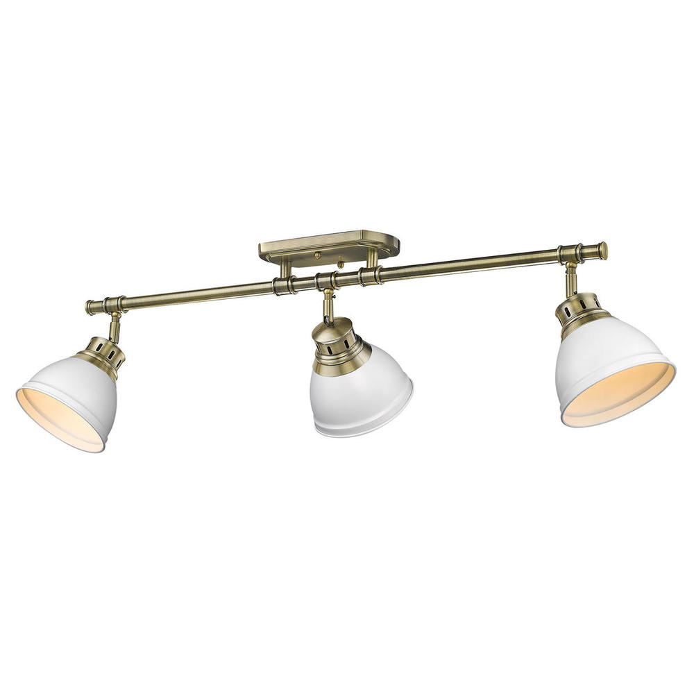 Duncan 3-Light Semi-Flush - Track Light in Aged Brass with Matte white